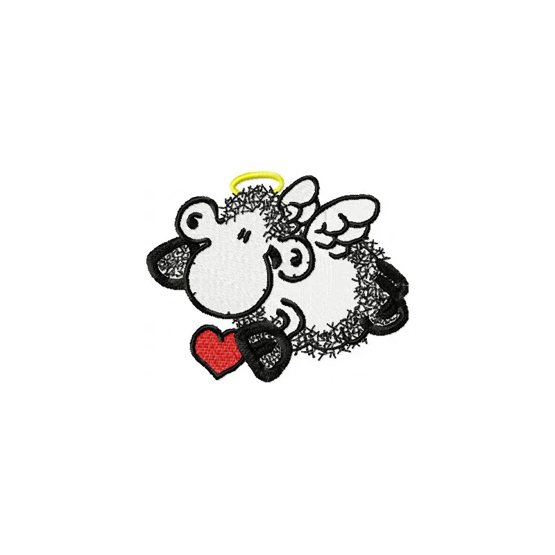 Charming Sheep Angel Embroidery Design