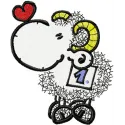 Charming Loving Sheep Embroidery Design