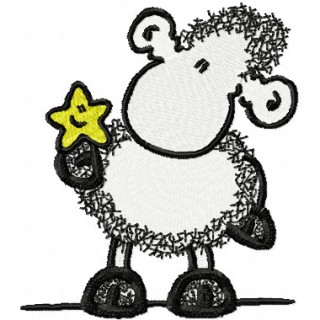 Sheep with Star embroidery design - Embroidery Design