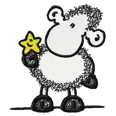 Charming Sheep with Star Embroidery Design