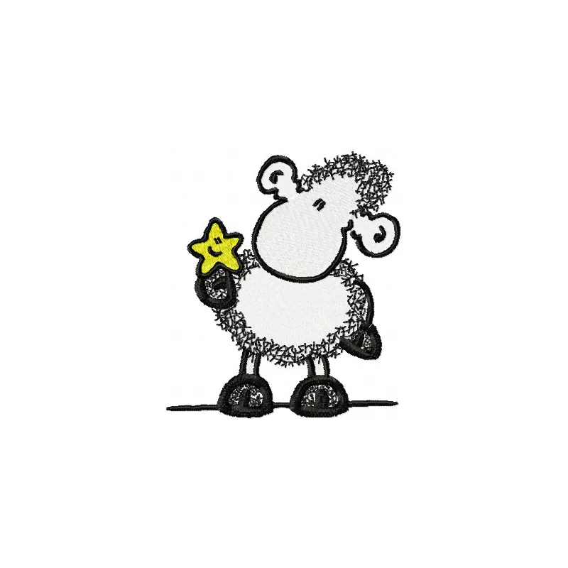 Charming Sheep with Star Embroidery Design