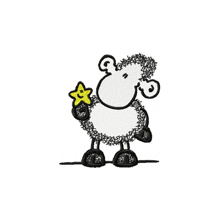 Sheep with Star embroidery design - Embroidery Design