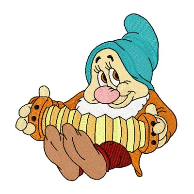 Bashful with an Accordion embroidery design - Embroidery Design