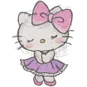 Hello Kitty waiting for the dance embroidery design featuring a cute, playful illustration of Hello Kitty in a dance pose.