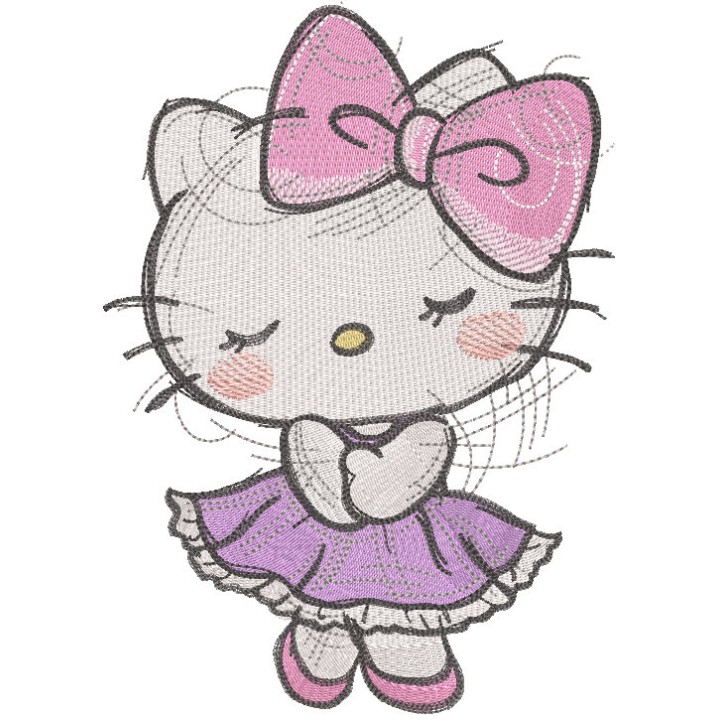 Hello kitty waiting for the dance embroidery design - Embroidery Design