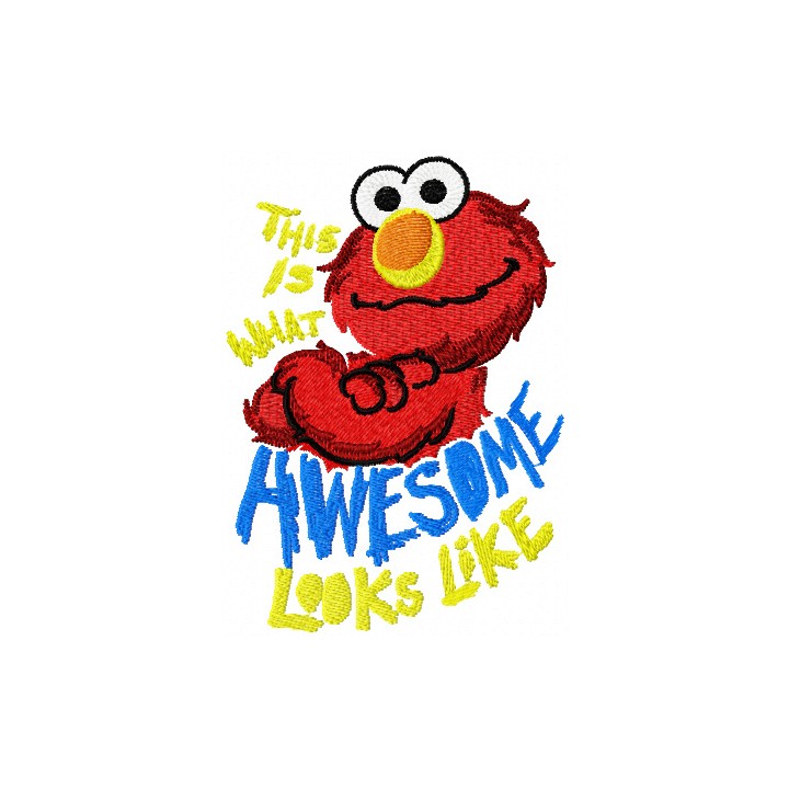 Elmo Looks Like Awesome embroidery design - Embroidery Design
