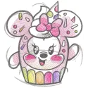 Minnie Mouse sweet embroidery design featuring vibrant colors and playful details on a soft fabric.