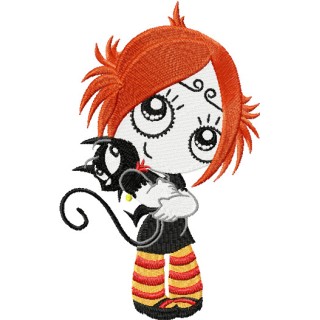 Ruby Gloom Loves Kitty  embroidery design - Embroidery Design