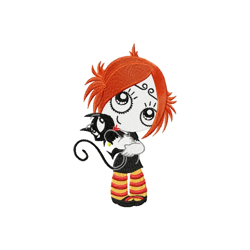 Ruby Gloom Loves Kitty  embroidery design - Embroidery Design