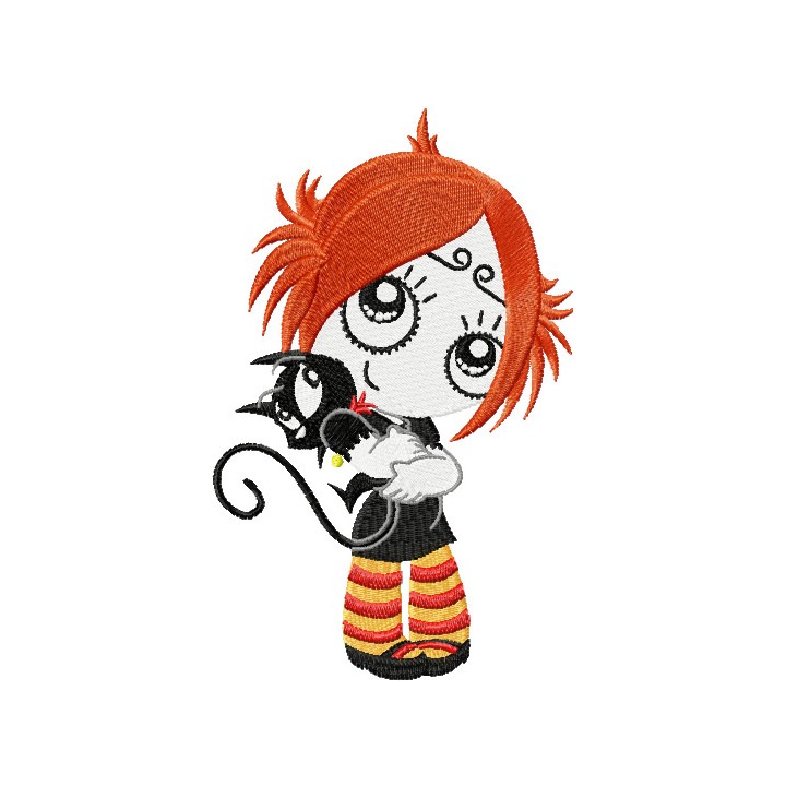 Ruby Gloom Loves Kitty  embroidery design - Embroidery Design