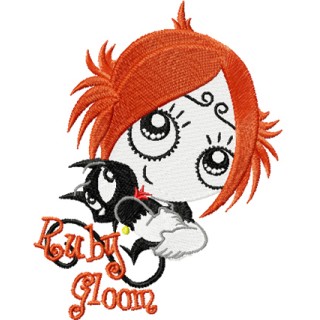 Ruby Gloom with Kitty 2 embroidery design - Embroidery Design