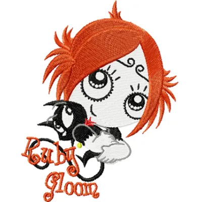 Ruby Gloom with Kitty 2 embroidery design - Embroidery Design