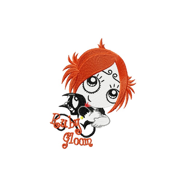 Ruby Gloom with Kitty 2 embroidery design - Embroidery Design