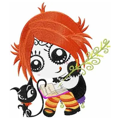 Ruby Gloom with Kitty embroidery design - Embroidery Design