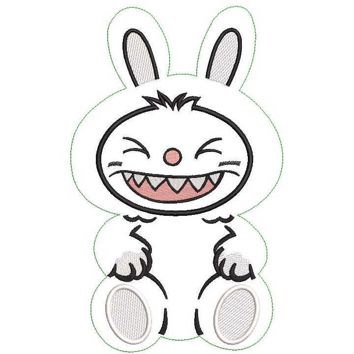 Smiling Labubu soft toy embroidery design - Embroidery Design
