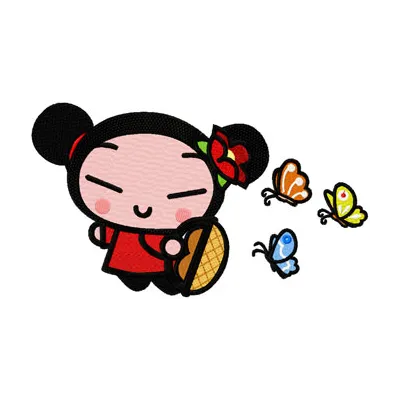 Pucca Fly as Butterfly embroidery design - Embroidery Design