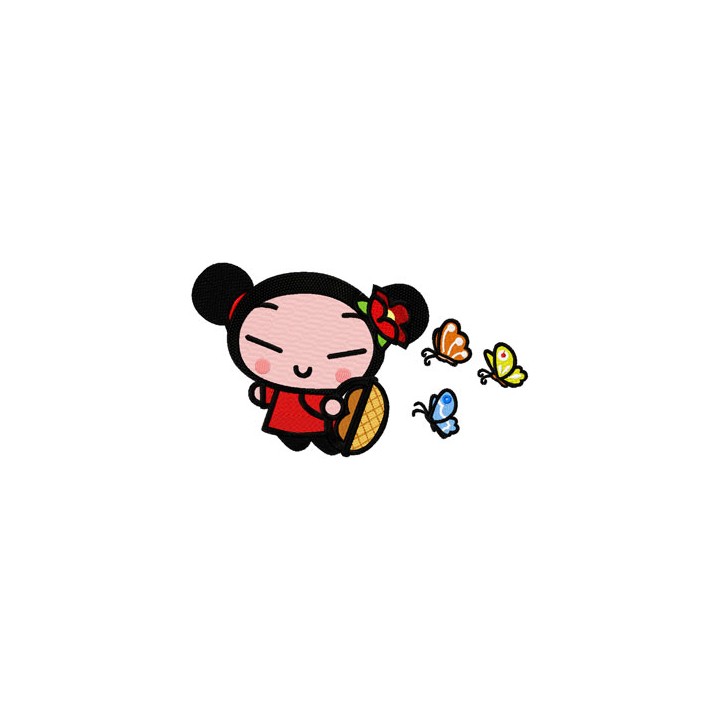 Pucca Fly as Butterfly embroidery design - Embroidery Design