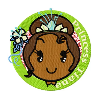 Princess Tiana Badge embroidery design - Embroidery Design