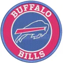 Buffalo Bills round logo embroidery design featuring the iconic blue and red team colors.