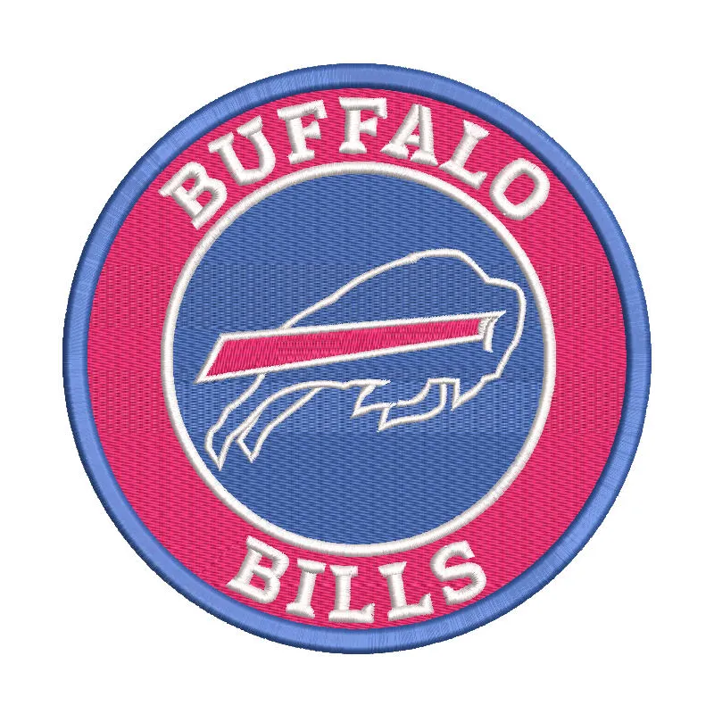 Buffalo Bills round logo embroidery design featuring the iconic blue and red team colors.