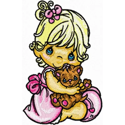 Sweet Girl & Toy Precious Moments Embroidery Design