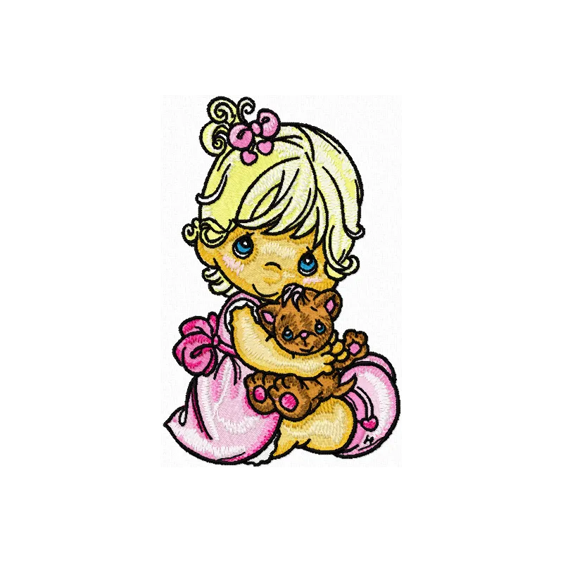 Sweet Girl & Toy Precious Moments Embroidery Design