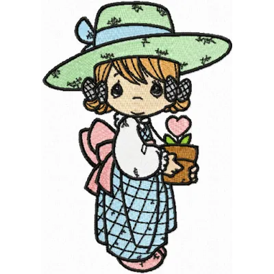 Sweet Girl with Flower Precious Moments Design