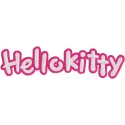 Hello Kitty logo embroidery design featuring the iconic character's face with a bow, on a soft fabric background.