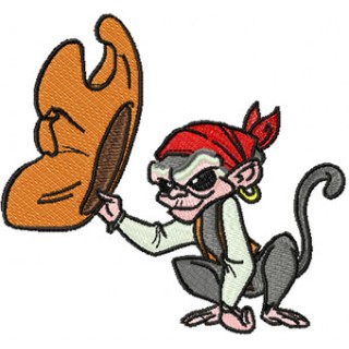Monkey Jack Sparrow Friend embroidery design - Embroidery Design