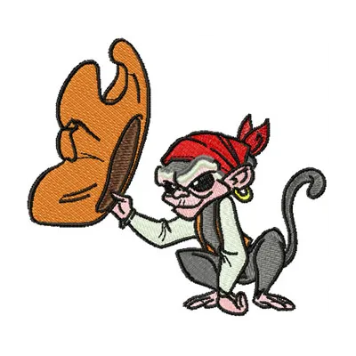 Monkey Jack Sparrow Friend embroidery design - Embroidery Design