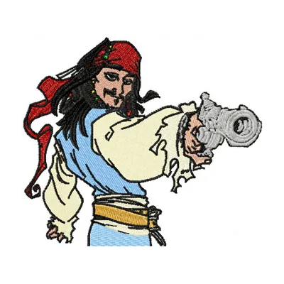 Jack Sparrow with Gun embroidery design - Embroidery Design