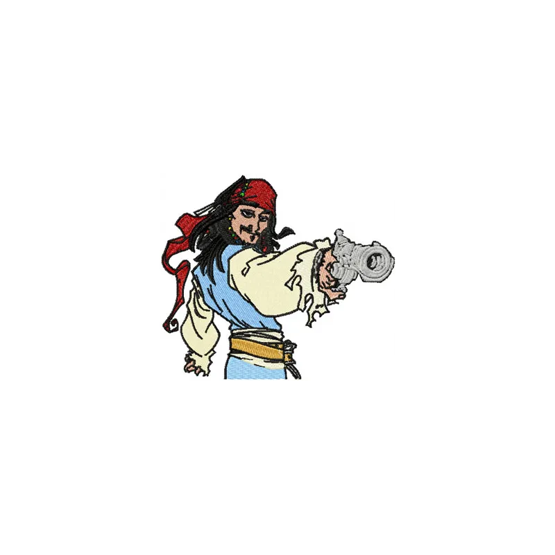 Jack Sparrow with Gun embroidery design - Embroidery Design