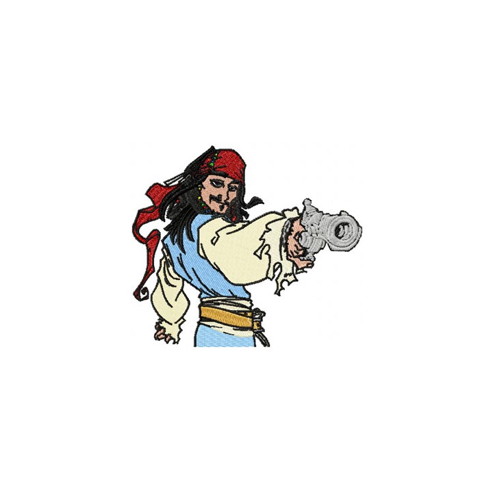 Jack Sparrow with Gun embroidery design - Embroidery Design