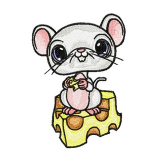 Mouse and Cheese embroidery design - Embroidery Design