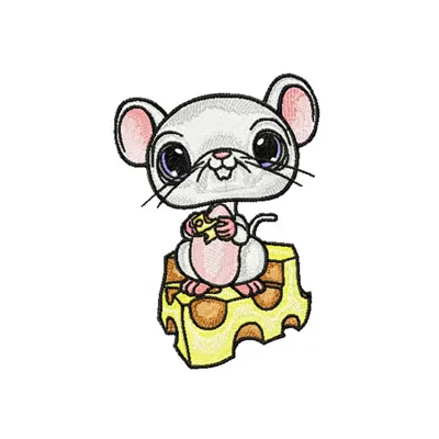 Charming Mouse and Cheese Embroidery Design