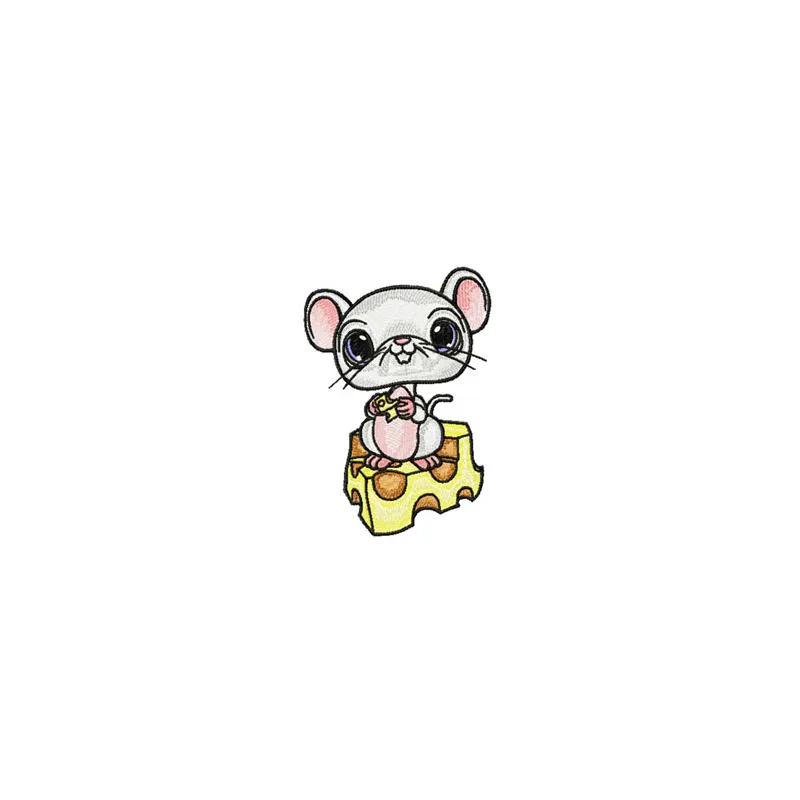 Charming Mouse and Cheese Embroidery Design