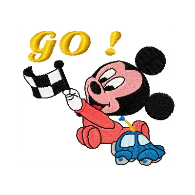 Mickey Mouse Racing Car Stitching Pattern