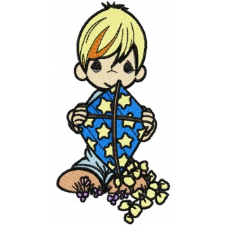 Boy with kite embroidery design - Embroidery Design
