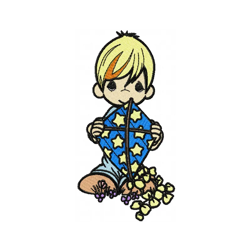 Boy with Kite Embroidery Design - Precious Moments