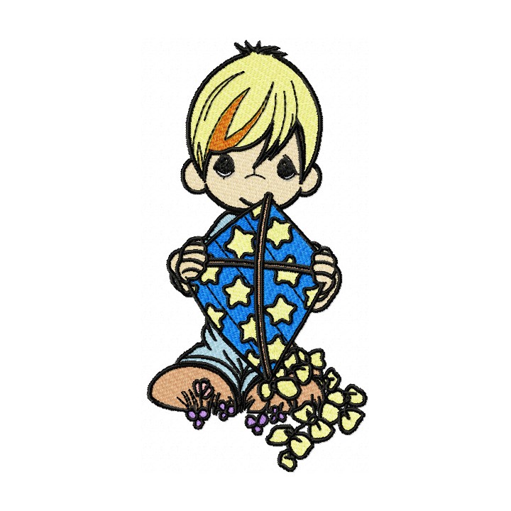 Boy with kite embroidery design - Embroidery Design