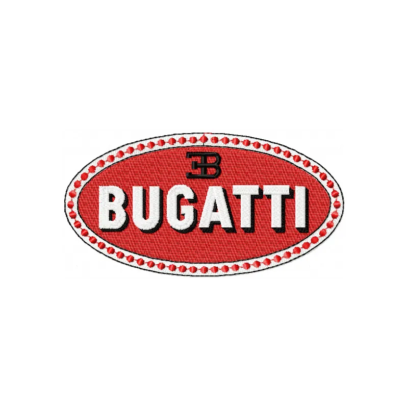Bugatti Oval Logo Embroidery Design - Racing Brand Badge