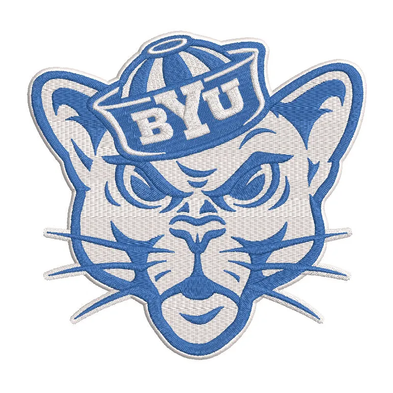 Brigham Young Cougars secondary logo embroidery design featuring the iconic blue and white colors.