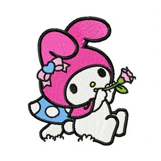 My Melody Playing a Pipe embroidery design - Embroidery Design