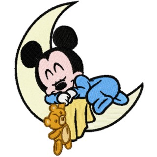 Baby Mickey Sleeping embroidery design - Embroidery Design