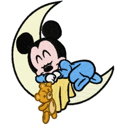 Sleeping Baby Mickey with Teddy Bear Stitching Pattern