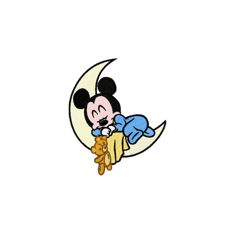 Sleeping Baby Mickey with Teddy Bear Stitching Pattern