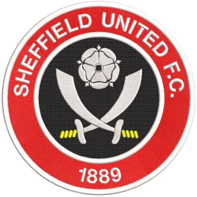Sheffield United FC logo embroidery design featuring the iconic club crest and colors, perfect for football fans.