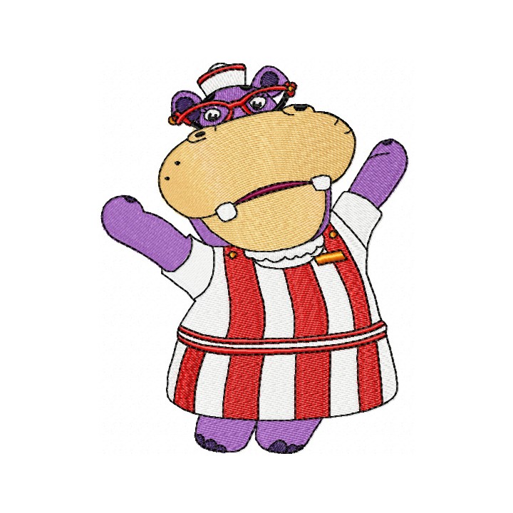 Doc McStuffins Hallie Hippo embroidery design - Embroidery Design