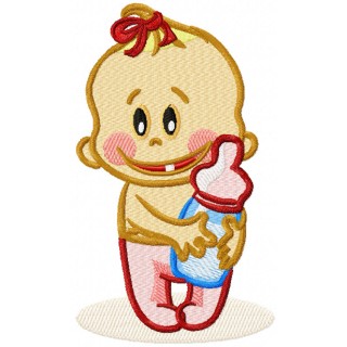 Baby with bottle  embroidery design - Embroidery Design