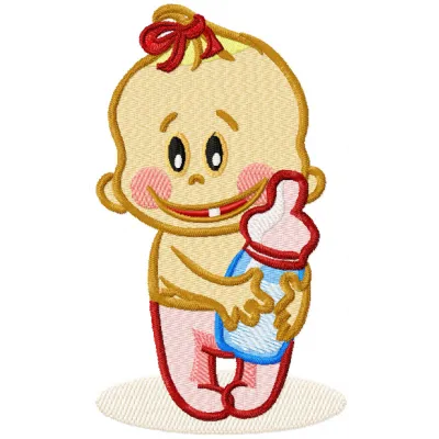 Baby with Bottle Embroidery Design - Instant Download